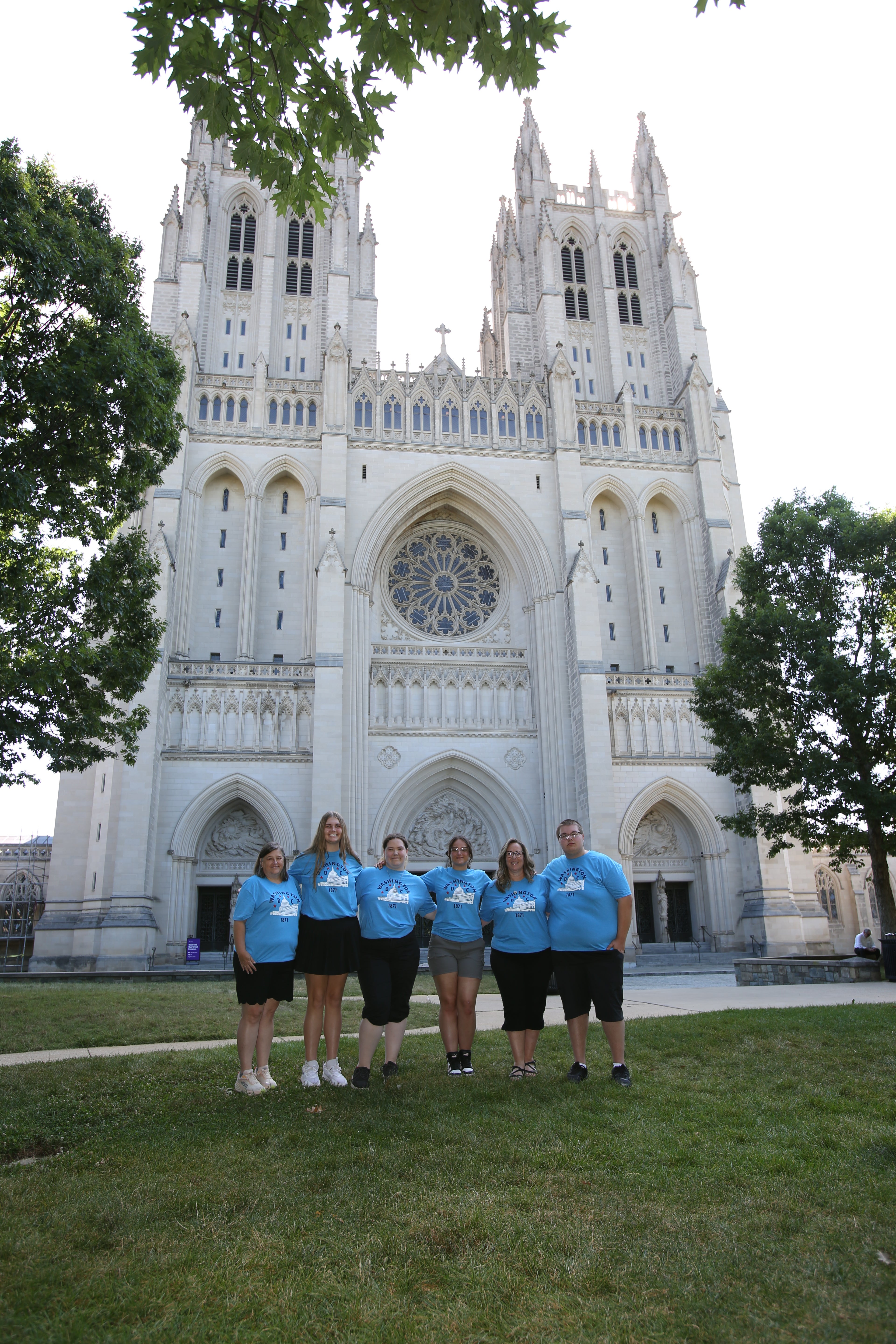 group in front of Washington National Cathedral